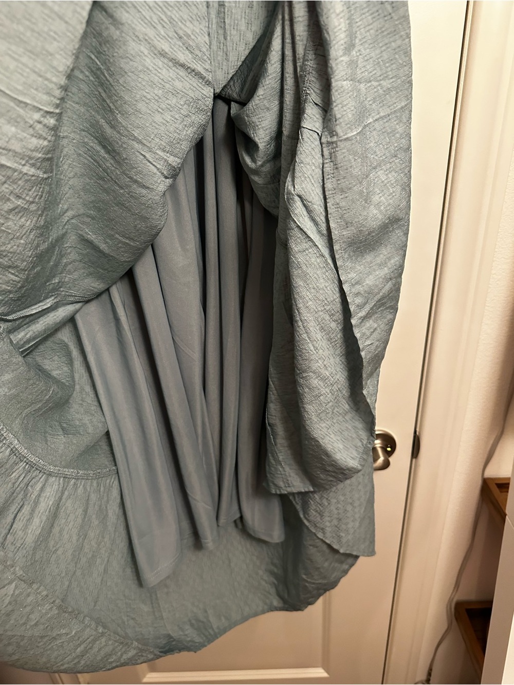 Mine Dusty Teal Lace Tie Shoulder Maxi Dress Cottagecore Small - Picture 6 of 9